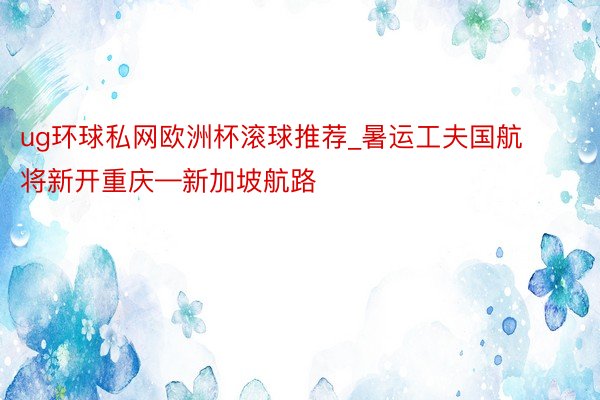 ug环球私网欧洲杯滚球推荐_暑运工夫国航将新开重庆—新加坡航路