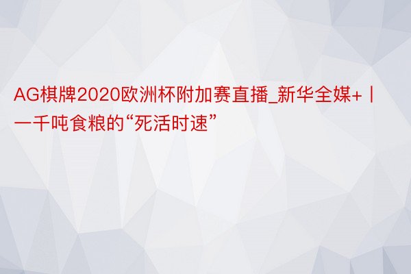 AG棋牌2020欧洲杯附加赛直播_新华全媒+丨一千吨食粮的“死活时速”