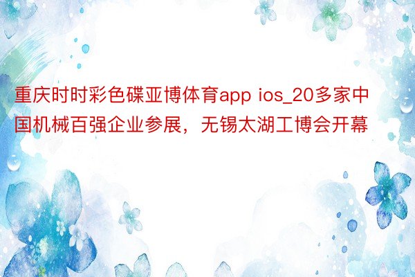 重庆时时彩色碟亚博体育app ios_20多家中国机械百强企业参展，无锡太湖工博会开幕