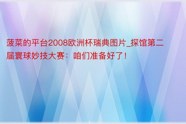 菠菜的平台2008欧洲杯瑞典图片_探馆第二届寰球妙技大赛：咱们准备好了！